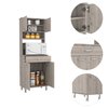 Tuhome Della 60 Kitchen Pantry with Countertop, Closed & Open Storage, Light Gray ALZ6602